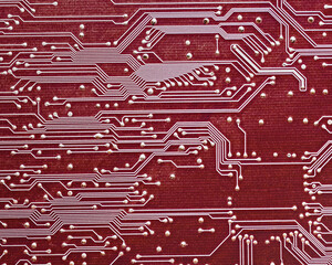 computer circuit board in red
