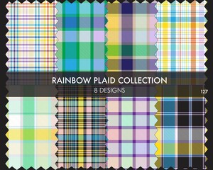 Rainbow Plaid Seamless Pattern Collection