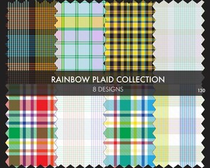 Rainbow Plaid Seamless Pattern Collection