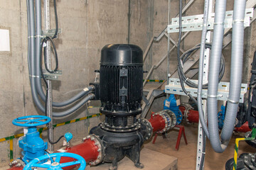 Water centrifugal pump with pipelines and valves for supplying water to the fire extinguishing...