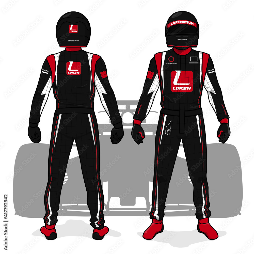 Wall mural racing driver uniform template mockup design