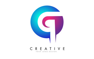 Colorful G Letter Logo Design with a Creative Cuts and Gradient Blue and Pink Rounded Background.