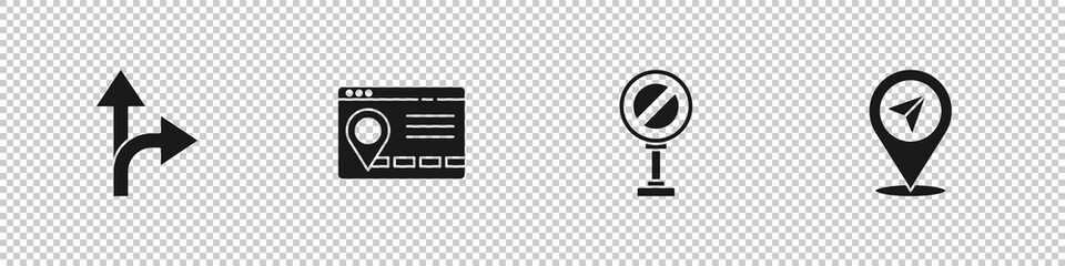 Set Road traffic sign, Infographic of city map navigation, Stop and Location icon. Vector.