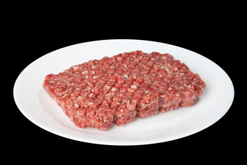 Raw forcemeat on a white plate