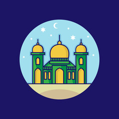 mosque vector illustration. mosque Islamic symbol for Ramadan Kareem sign. mosque modern building. vector flat style