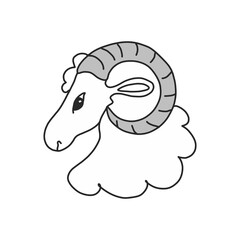 Emblem aries. one of the 12 signs of the zodiac. A great gift for him, her or a colleague. T-shirt design with horoscope. Black and white drawing in a minimalist style. Vector illustration