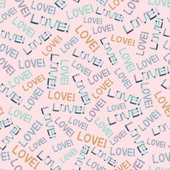 Vector seamless repeat pattern with variation of love wording