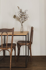 Modern scandinavian style home kitchen interior concept. Cozy comfortable boho interior design.