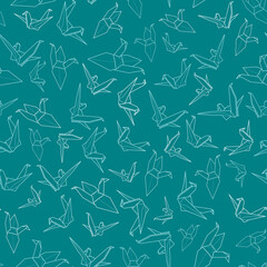 Vector seamless repeat pattern with origami crane for fabric & wallpaper