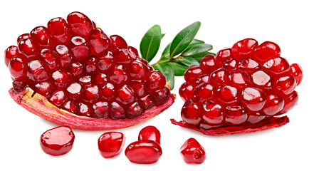 pomegranate fruit with seeds isolated on a white background. clipping path