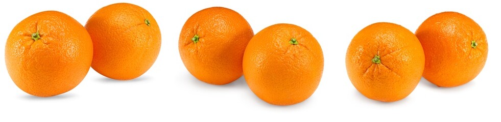 two orange fruits isolated on white background. healthy food. clipping path