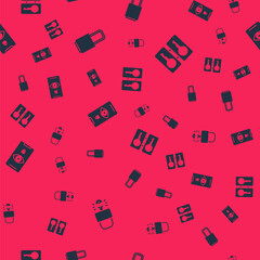 Set Key broke inside of padlock, Lock, Eye scan and Casting keys on seamless pattern. Vector.