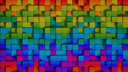 Bright colorful cubes 3D render