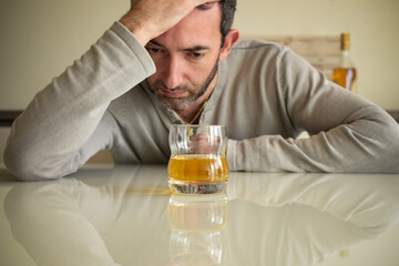 caucasian man addicted to alcohol