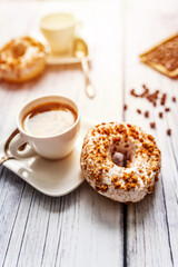White donut with chocolate sprinkle