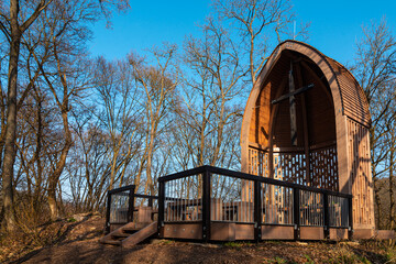 Hungary 2021: wooden Chapel in Hungarian wilderness outdoor