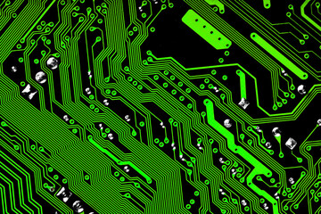 Electronic circuit board in green & black - texture