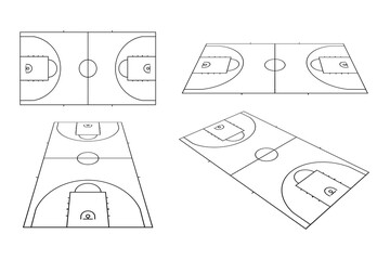 奥行きのあるバスケットボールコート（モノクロ） © yotto