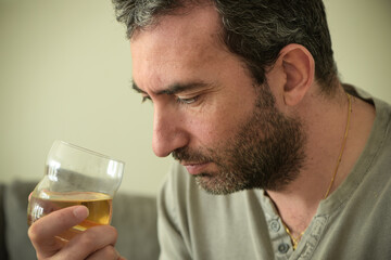 caucasian man addicted to alcohol