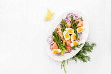 Asparagus and salmon high protein salad