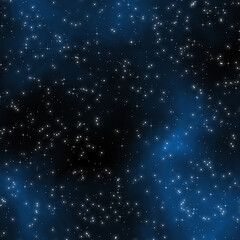 Seamless Starfield with Glowing Stars at Night