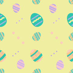 Easter eggs pattern- decorated eggs vector in pastel colors. Background template, seamless pattern.