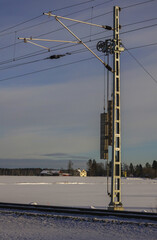 railroad power lines in the winter