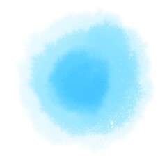 Abstract watercolor round blue spot. Water. Sky. Ink blot on white background