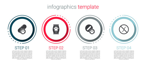 Set Dog pill, Bag of food, and Anti worms parasite. Business infographic template. Vector.