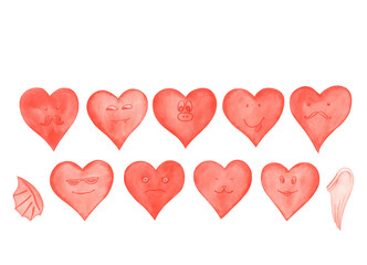 Watercolor Red Winged Emotion Hearts, Invitation Card