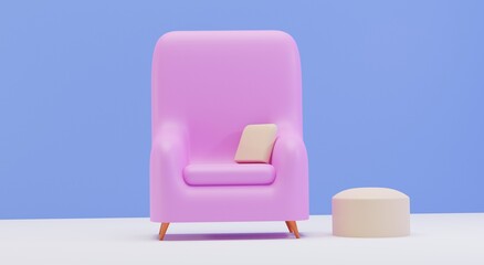 3D background renderings, living room interior with single isolated chair, for web pages, presentations or image backgrounds