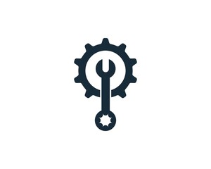 Gear and Wrench Icon Design Template Elements