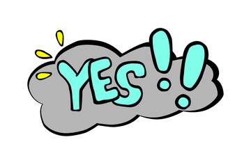 Vector Hand Draw Sketch Yes with Exclamation sign, Red and Yellow Isolated on White