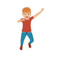 Happy boy jumping vector illustration isolated on white background