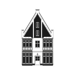 19th century town house  silhouette vector illustration