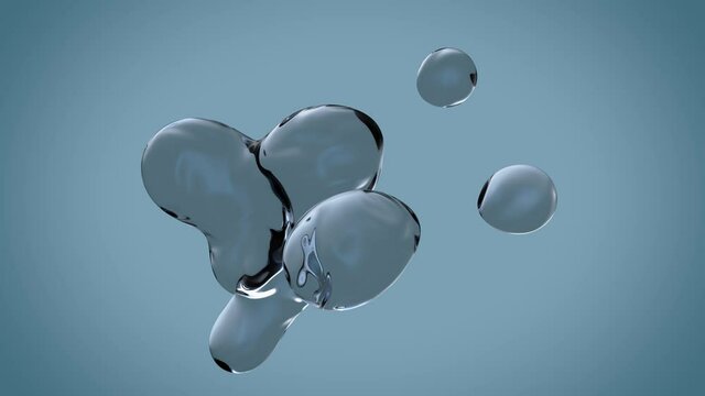 Realistic stream of water droplets of simple shape. Seamless animation looping.
