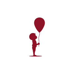 Creative Children play with balloon, Education Logo in Isolated Background