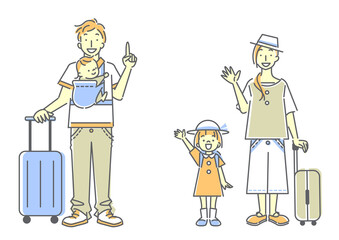 楽しそうに旅行する4人家族のシンプルでおしゃれな線画イラスト素材 三色 肌色あり Wall Mural Atelier Fmika 楽しそうに旅行する4人家族のシンプルでおしゃれな線画イラスト素材 三色 肌色あり Wall Mural Atelier Fmika