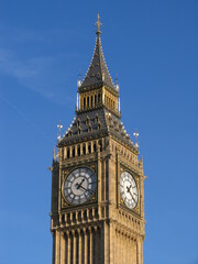 London, United Kingdom - March 25 2005: Westminster palace with the tower bell called Big Ben, in a sunny day.