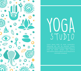 Yoga Studio Business Card, Ayurveda, Traditional Medicine, Meditation Class, Spiritual Practice Hand Drawn Vector Illustration