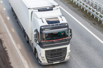  truck moves on highway
