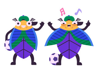 Beetle Boy Football Player Character in Flat