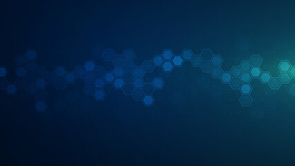 Digital technology background. Abstract hexagons background with lines and dots. Design for science, medicine or technology 