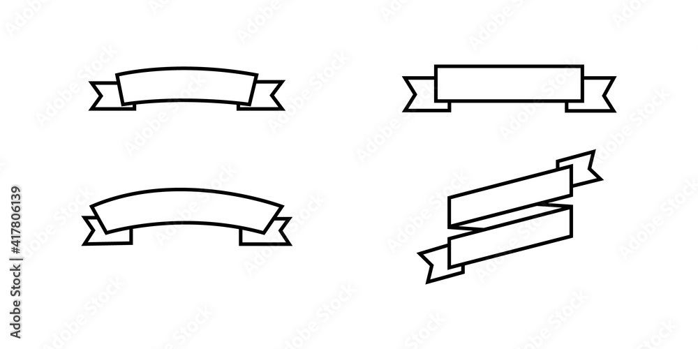 Wall mural ribbons template. ribbons banners in simple line design. ribbons banners, isolated. black tapes. vec