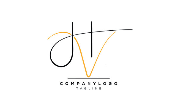 Abstract Letter Initial VH or HV Vector Logo Design Template