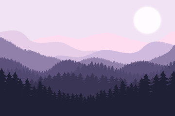 Forest landscape background vector design illustration
