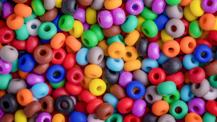 Fototapeta na wymiar Colorful beads background, full frame, panoramic format