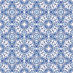 Fototapeta na wymiar Trendy bright color abstract seamless pattern in white blue for decoration, paper, tiles, textiles, carpet, pillows. Home decor, interior design.
