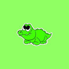 cute crocodile illustrator flat design, can be used for icons, logos, stickers, etc.