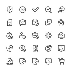 Approve, Accepted, Check Marks. Simple Interface Icons for Mobile Apps. Editable Stroke. 32x32 Pixel Perfect.